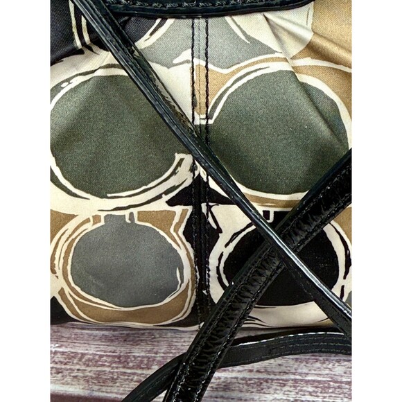 COACH Purse crossbody bag Black Gray and tan C Pattern Small Purse Hang Tag - Picture 13 of 15